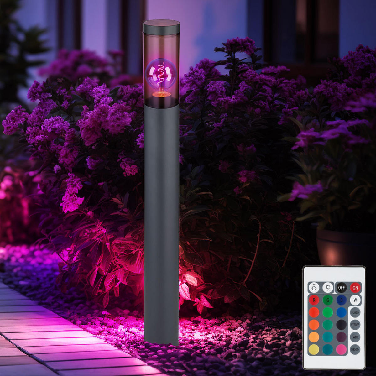 LED STEHLEUCHTE Edelstahl Anthrazit - Anthrazit, Metall (7.6/7.6/80cm) - Globo Lighting