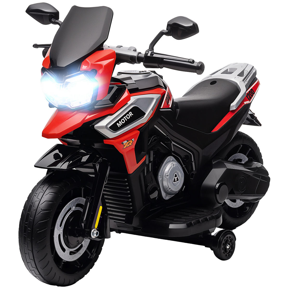 ELEKTRO-MOTORRAD DE-06228 mit Hilfsrädern, Lichtern und Musik Rot - Rot, Kunststoff/Metall (85.5/44.5/56cm) - ComfortXL