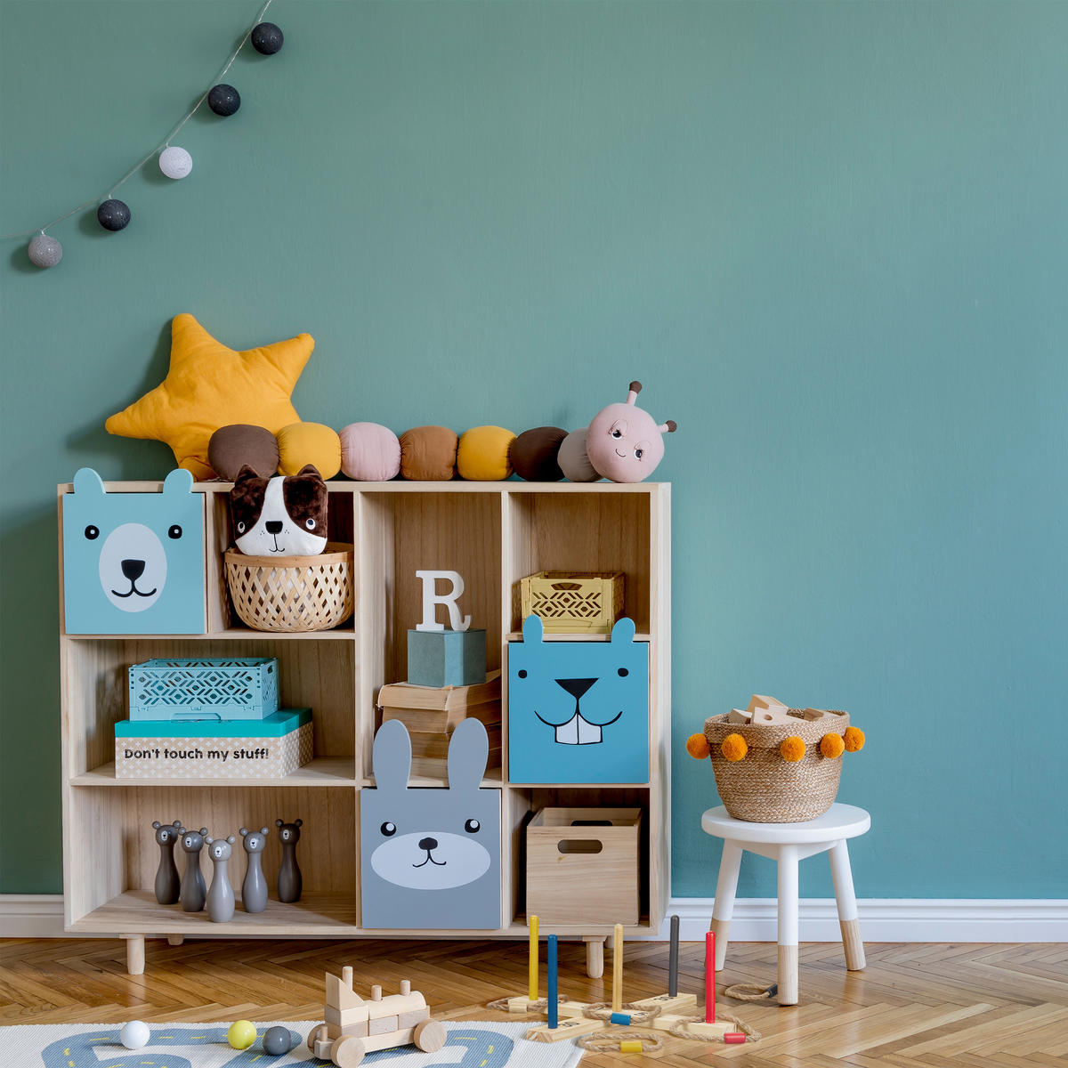 HÁDZANIE krúžkov - svetlohnedá, drevo/textil (41/41cm) - Relaxdays