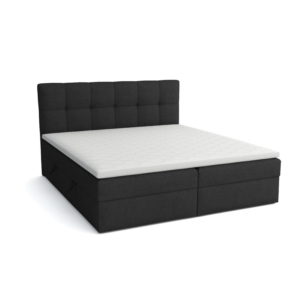 BOXBETT Doppelbett Corino Schwarz 180x200 cm - Schwarz, Naturmaterialien (180/200cm)