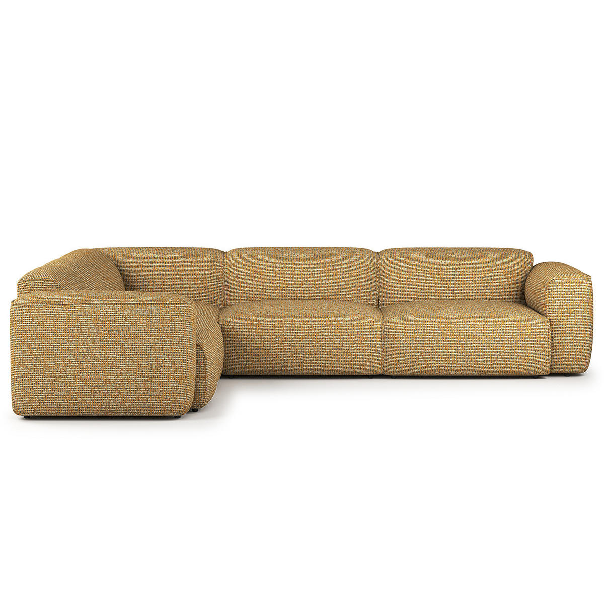 ECKSOFA mit Rundecke - Schwarz/Honig, Kunststoff/Textil (325/260cm) - home24