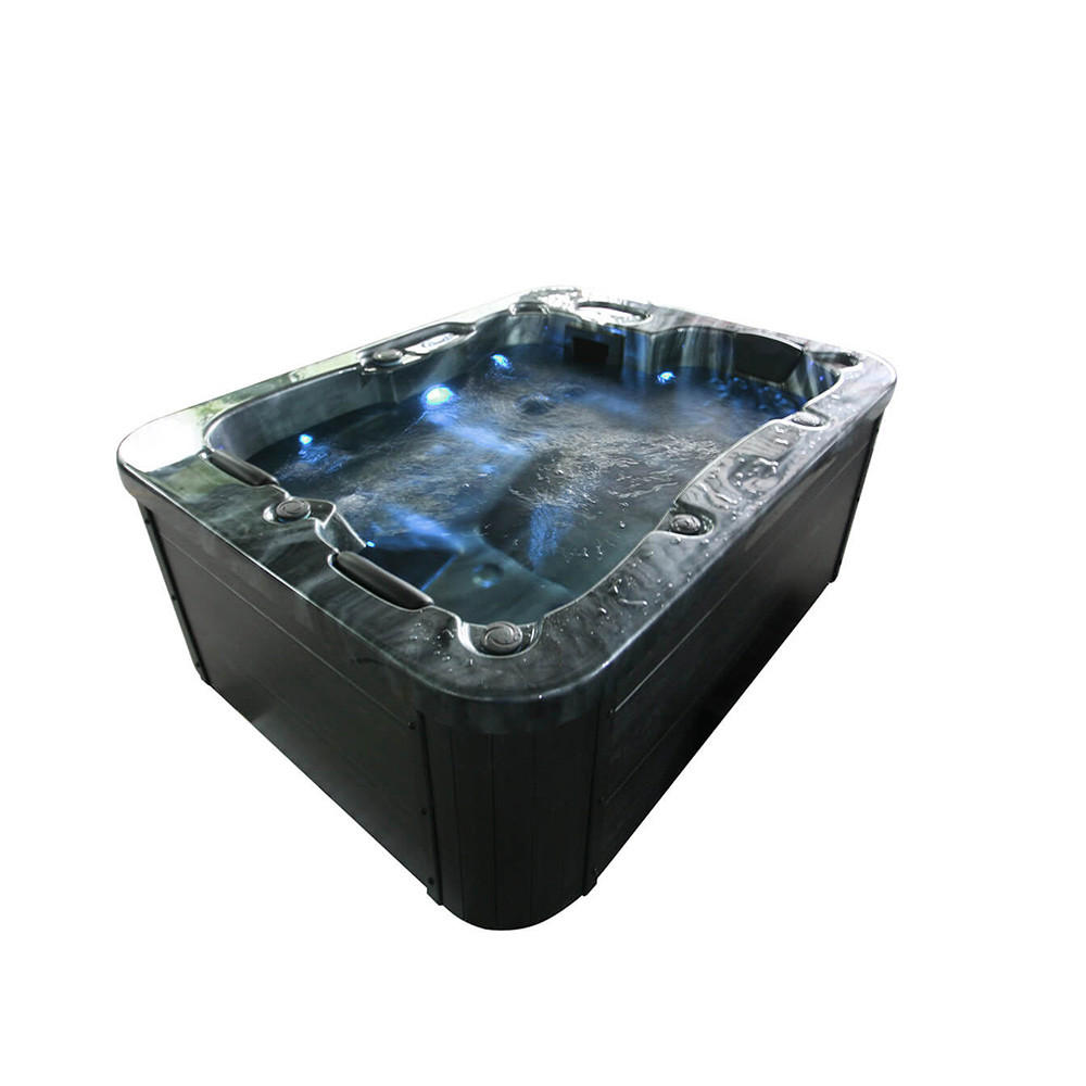 OUTDOOR Whirlpool BLACK MARBLE PURE - 210 x 160 cm für 3 Personen - Schwarz, Kunststoff (160/80/210cm) - Home Deluxe