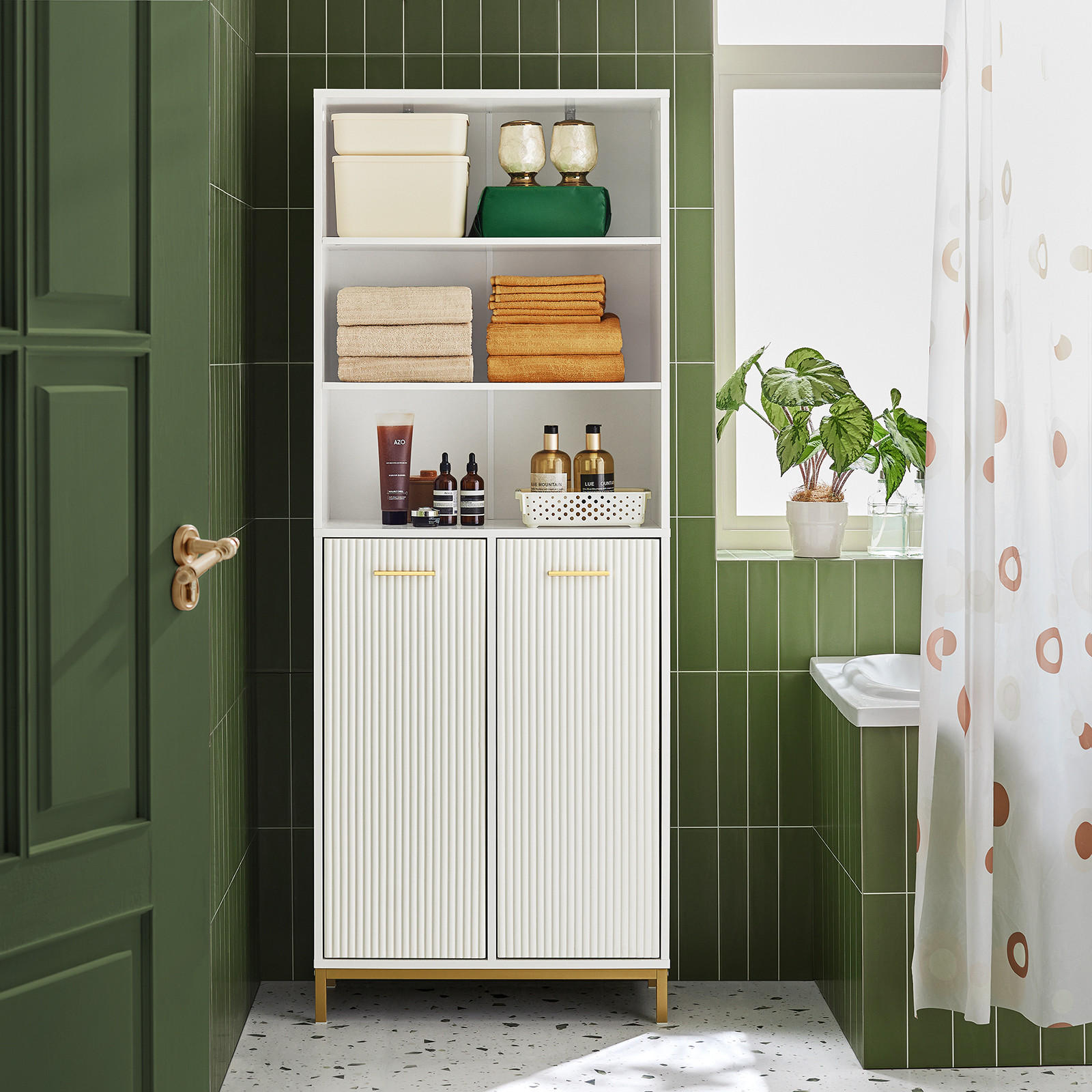 HOCHSCHRANK Weiß - Weiß, Holzwerkstoff/Metall (65/170/32cm) - SoBuy