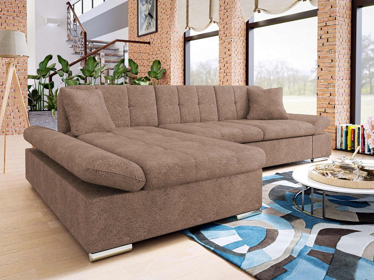 ECKSOFA Malwi, Seite: Links - Cappuccino, Holz/Textil (278/161cm) - MIRJAN24