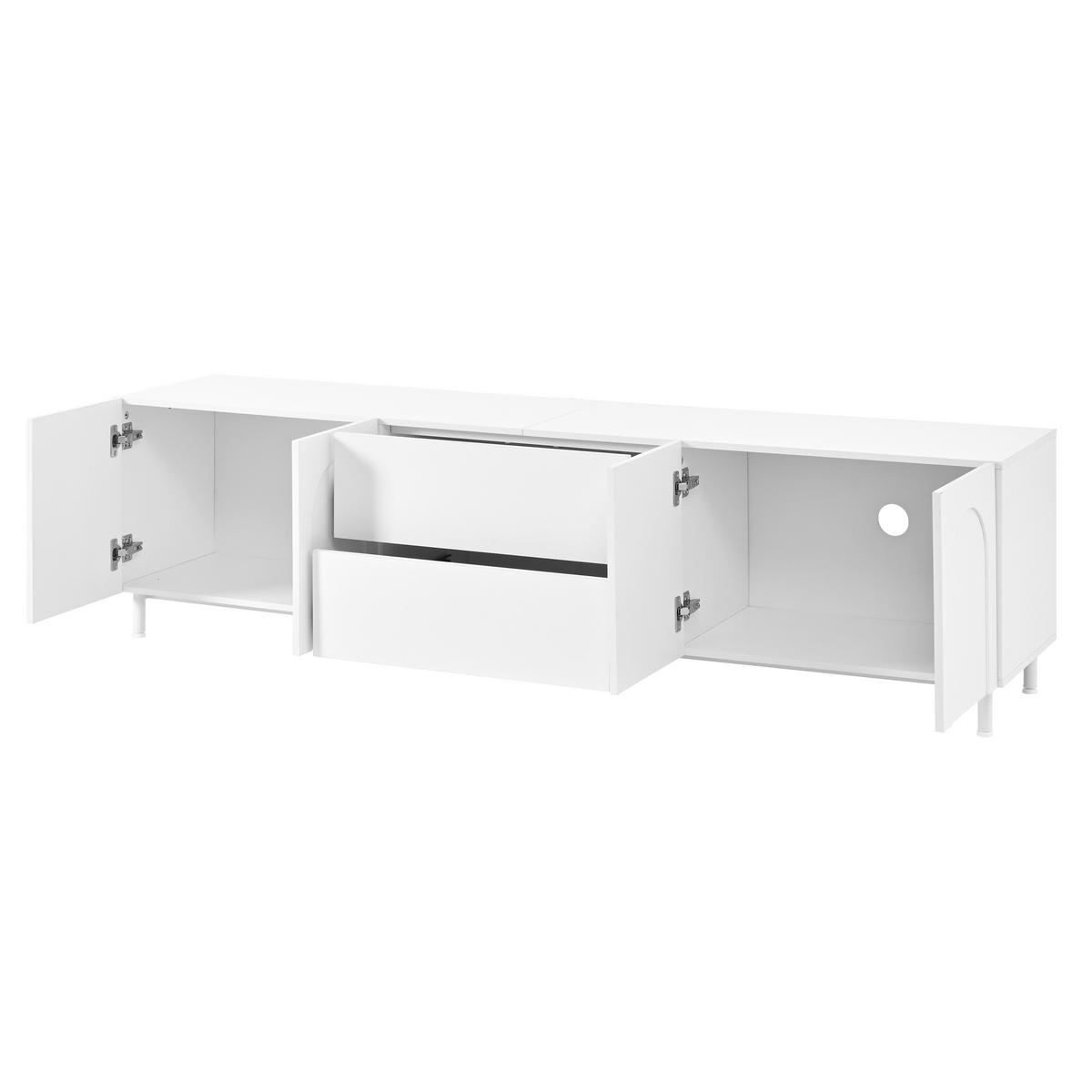 TV-ELEMENT mit 4 Türen, 2 Schubladen und Bogenfront im modernen Design - Weiß, Holzwerkstoff (40/48/180cm) - Korfee