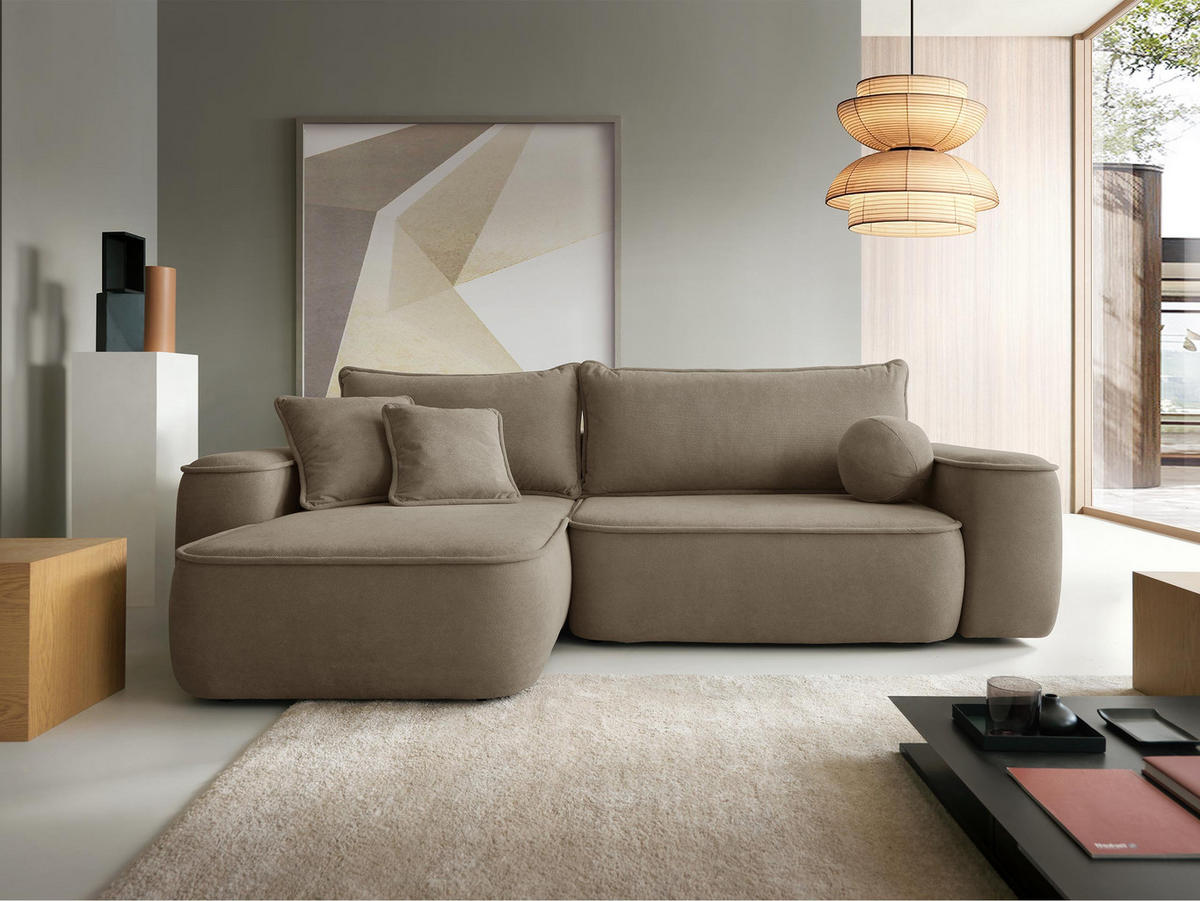 ECKSOFA Sandby - Schwarz/Braun, Holz/Kunststoff (283/168cm) - MIRJAN24