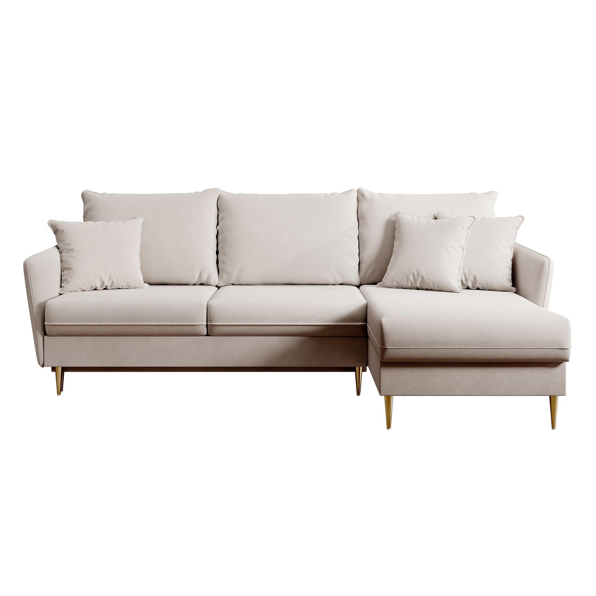 ECKSOFA Volio Beige Samt 223 cm - Beige/Goldfarben, Textil/Metall (223/145cm) - Selsey