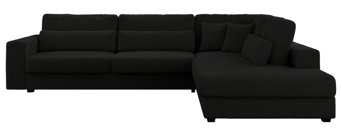 ECKSOFA Savona Schwarz Boucle - rechts - Schwarz, Kunststoff/Textil (249/316cm) - MKS
