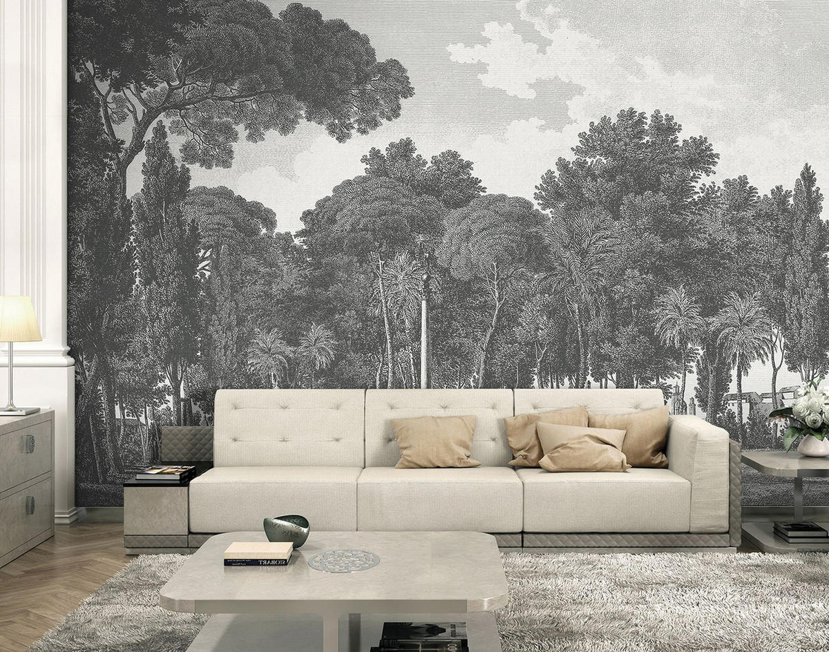 FOTOTAPETE Wald 424 x 280 cm - Grau, Papier (424/280cm) - Sanders & Sanders