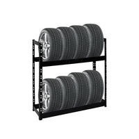 REIFENREGAL Tiger 100x110x35 cm 150 kg Fachlast bis zu 8 Reifen auf 2 Ebenen Schwarz - Schwarz, Metall (110/100/35cm) - PROREGAL