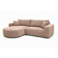 ECKSOFA Mit Schlaffunktion, Cordstoff Tilia, Braun, Links, ROUND ONE - Braun, Holz (244/175cm) - Kaiser Möbel