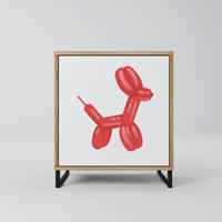 SIDEBOARD CHILDHOOD MEMORY, Eichefarben, 57,5x42x67,5 cm, Schwarze Metall-Rahmenfüße - Eichefarben/Multicolor, Holzwerkstoff/Metall (57.5/67.5/42cm) - SpaceRebels