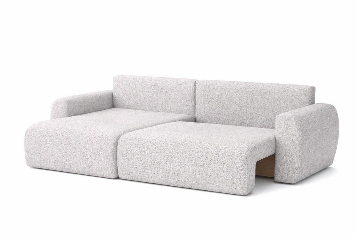 ECKSOFA Mit Schlaffunktion Ariel L, Chenille, Stoff Artico, Cement, Links - Hellgrau, Holz (250/142cm) - Kaiser Möbel