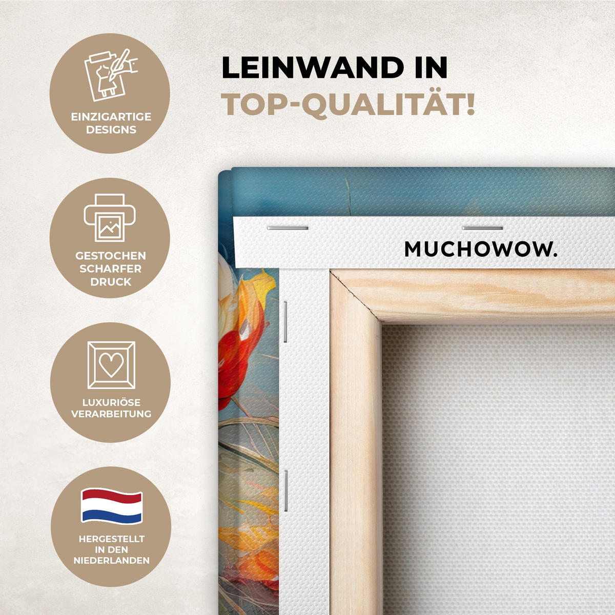 LEINWANDBILD Blumen - Aquarell - Kunst - Botanisch - Natur 20x20 cm - Orange, Textil (20/20cm) - MuchoWow