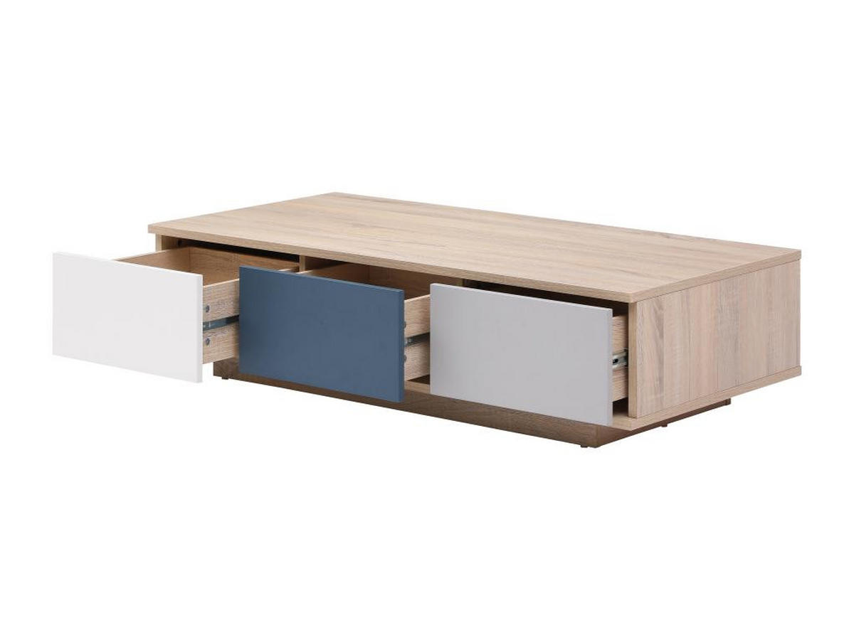 COUCHTISCH mit 3 Schubladen & 1 Ablagefach - Mehrfarbig - FILUTIA - Naturfarben, Holz (120/60/32cm) - Vente-Unique