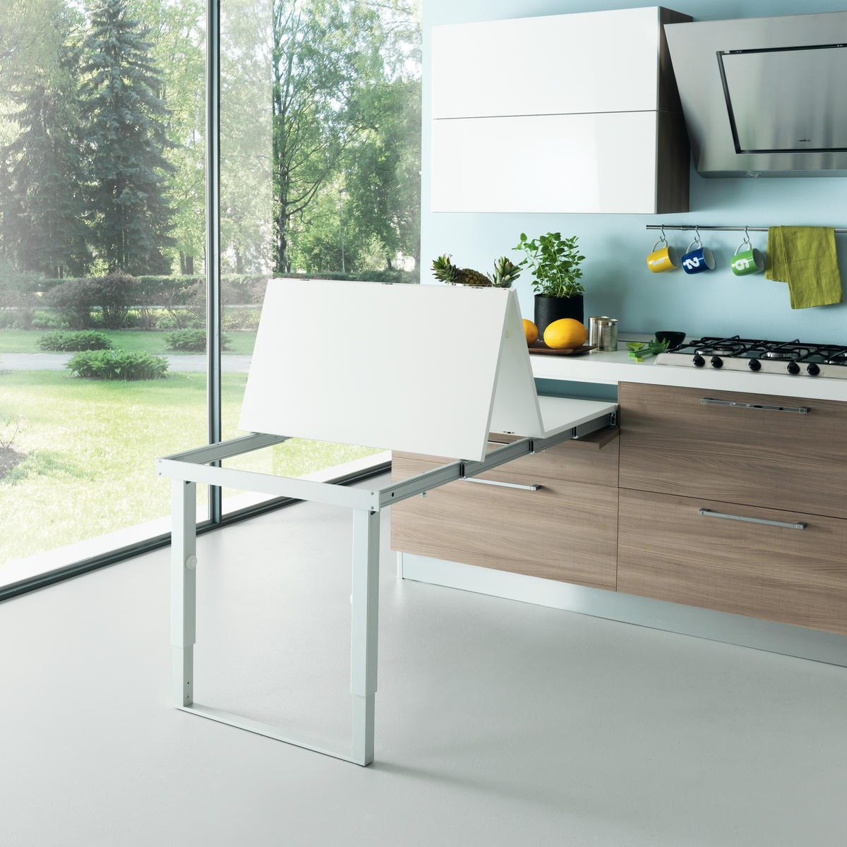 FÜHRUNG Party für ausziehbaren Tisch, Aluminium, Edelstahl-eloxiert - Edelstahlfarben, Metall (90/15/138cm) - EMUCA