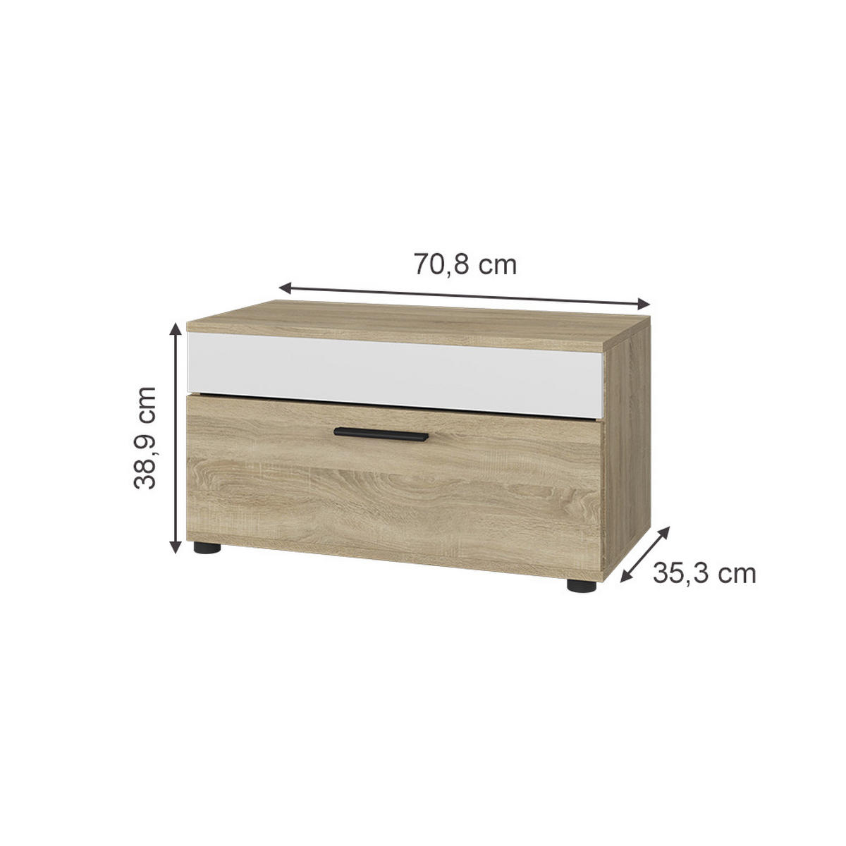 POLICE NA KNIHY Berno Sonoma/bílá - bílá/Sonoma dub, kompozitní dřevo (70.8/38.9/35.3cm) - Vicco