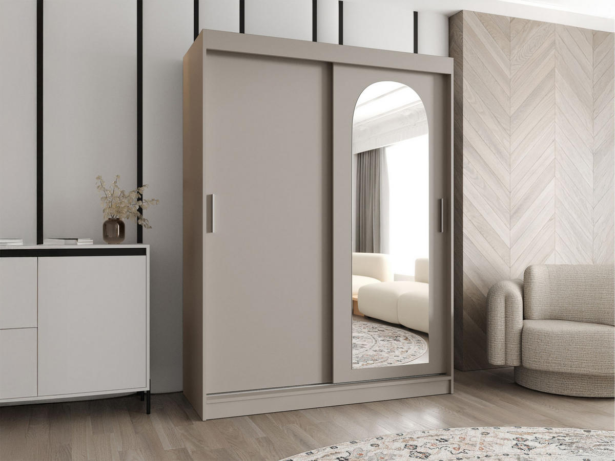SCHWEBETÜRENSCHRANK Selfie 150 cm - Kaschmir/Silberfarben, Holzwerkstoff/Kunststoff (150/200/62cm) - MIRJAN24