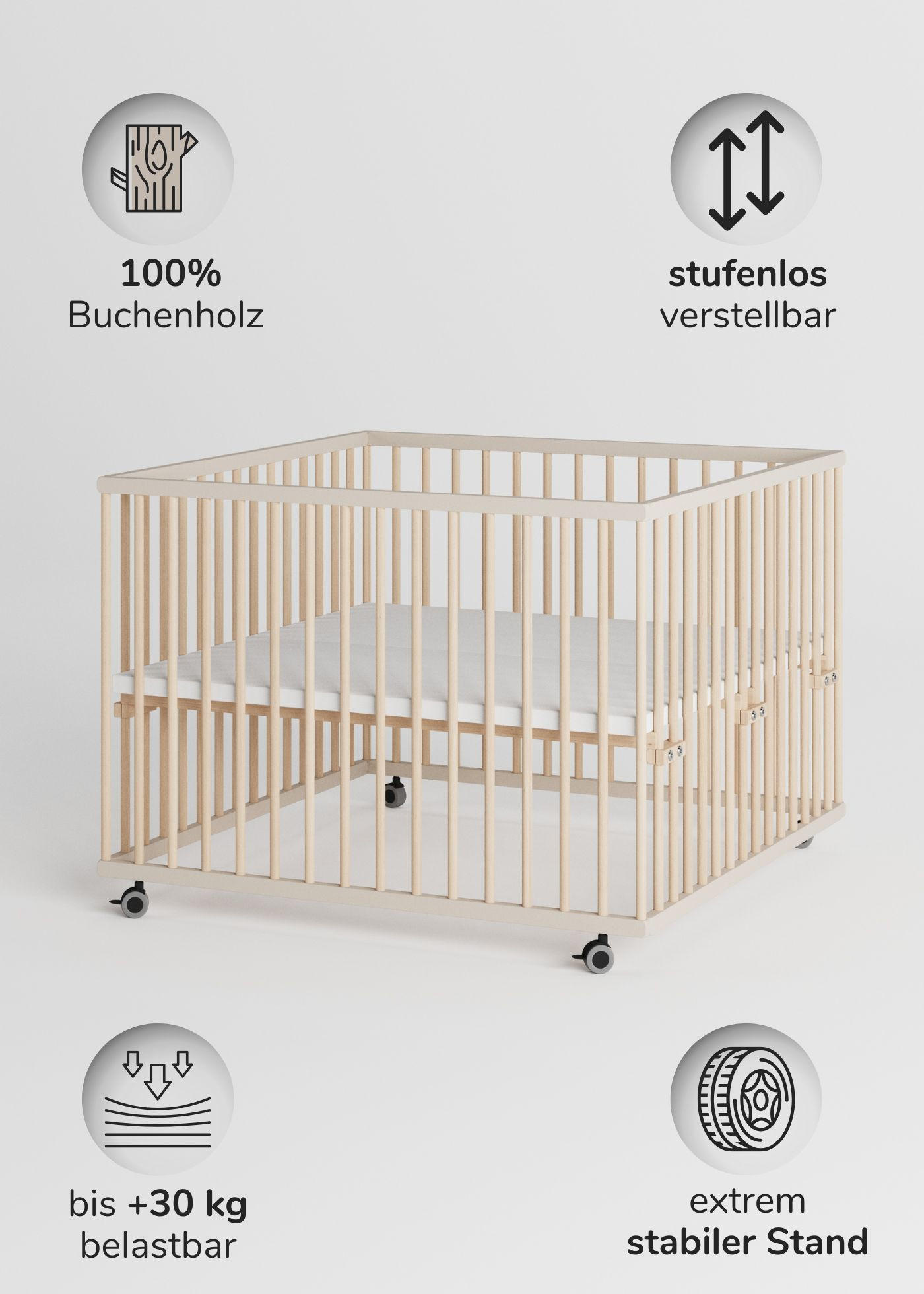 LAUFGITTER 100x100 cm - sahara dust/natur - Premium Kollektion - Sandfarben/Naturfarben, Holz (100/74/100cm) - Sämann – make a difference.