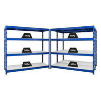 SCHWERLASTREGAL Rhino 3er-Set mit 3x 180x200x60 cm 4 Melamin-Ebenen 16mm Fachlast 500 kg Blau - Blau, Metall (600/180/60cm) - PROREGAL