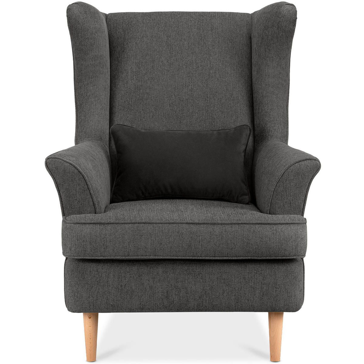 OHRENSESSEL STRALIS inklusive dekorativem Kissen, grau - Dunkelgrau, Textil (82/108/80cm) - KONSIMO®