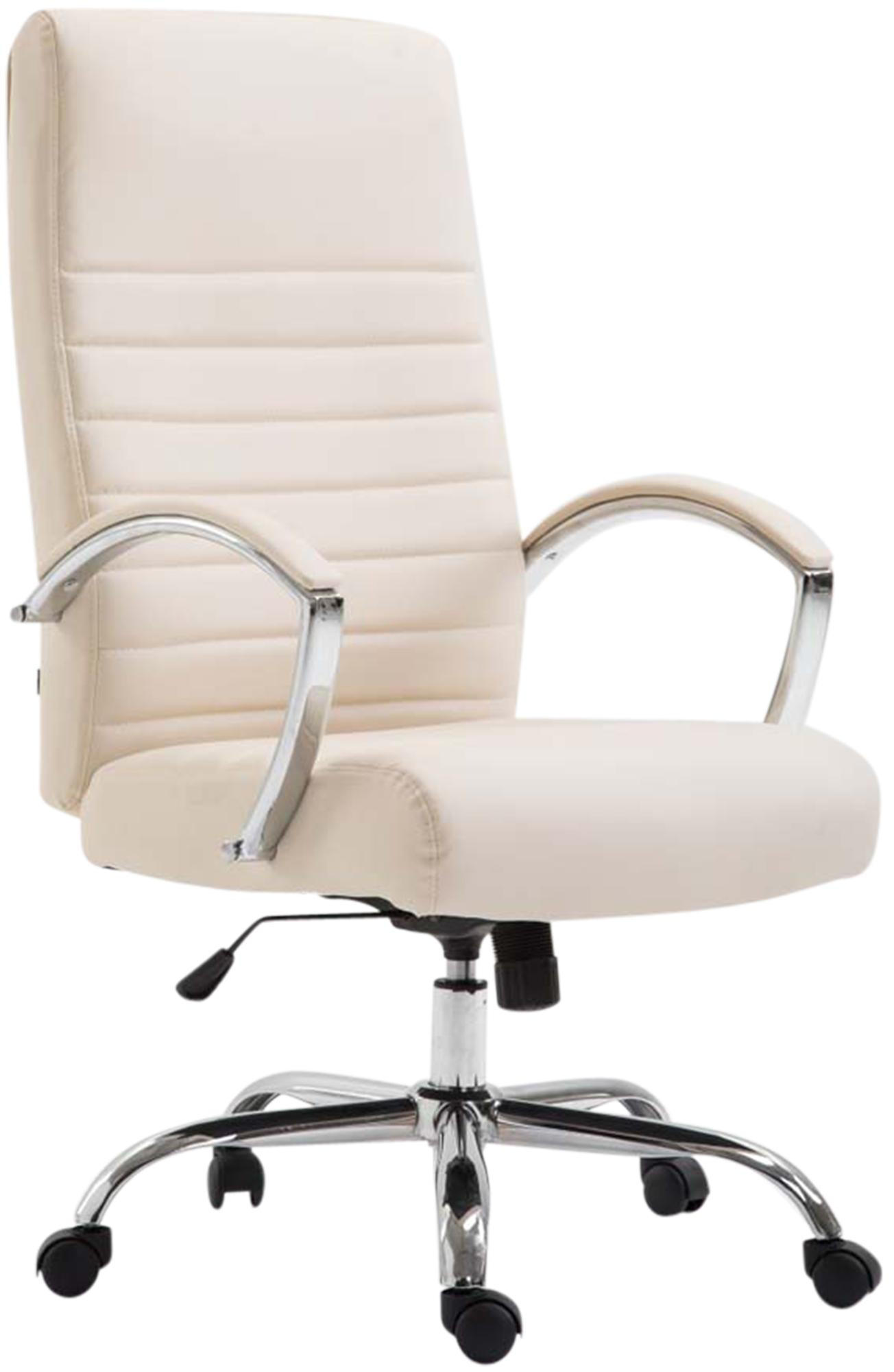 CHEFSESSEL Lederlook Creme - Creme, Textil/Metall (60/110/68cm) - CLP