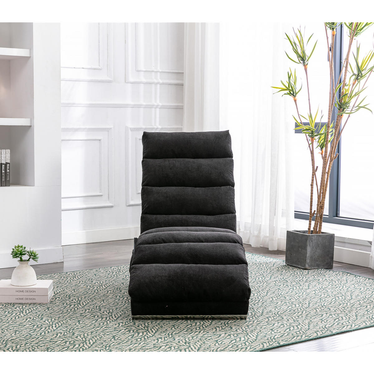MASAŽNA FOTELJA u crnoj boji s funkcijom vibracije, od lana - srebrne boje/crna, drvni materijal/tekstil (55/84/148cm) - CHICFURN