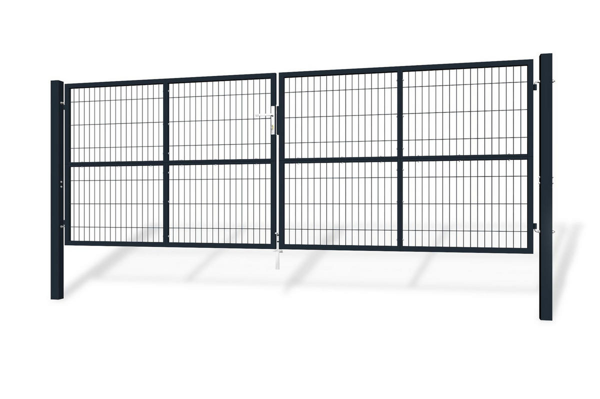 ZAUNTOR Grau Razo 4m H.140cm + TÜRCHEN 1m H.140cm - Grau, Metall (408/146cm) - Casanoov