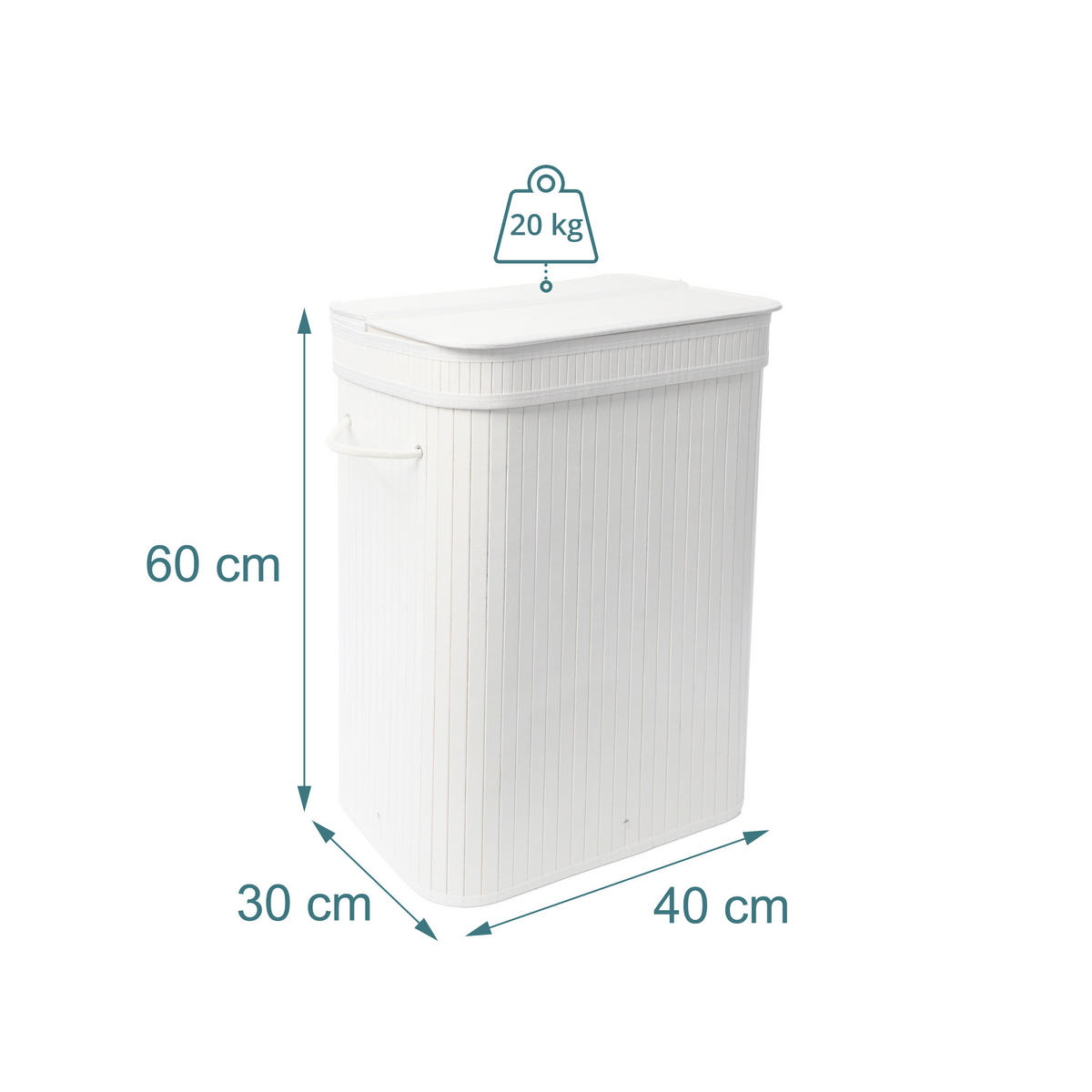 KÔŠ na prádlo - biela, drevo/textil (30/40/60cm) - Relaxdays