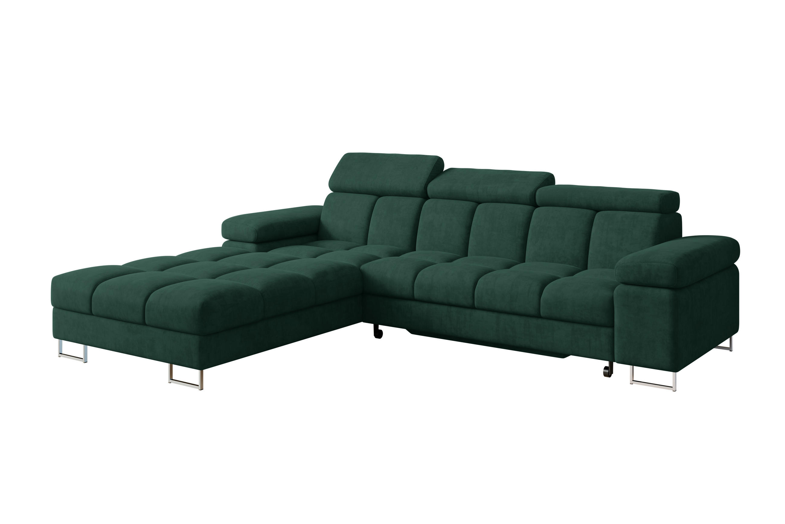 ECKSOFA mit Schlaffunktion Ottomane Links COMA L 271x203x79 Grün Velours - Grün, Holzwerkstoff/Textil (271/203cm) - ALTDECOR