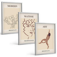 BILDER SET 3er Set - 40x60 cm Silberner Rahmen - Stilvolle Grafiken, Blumen, Figuren - Silberfarben, Kunststoff (40/60cm) - TULUP