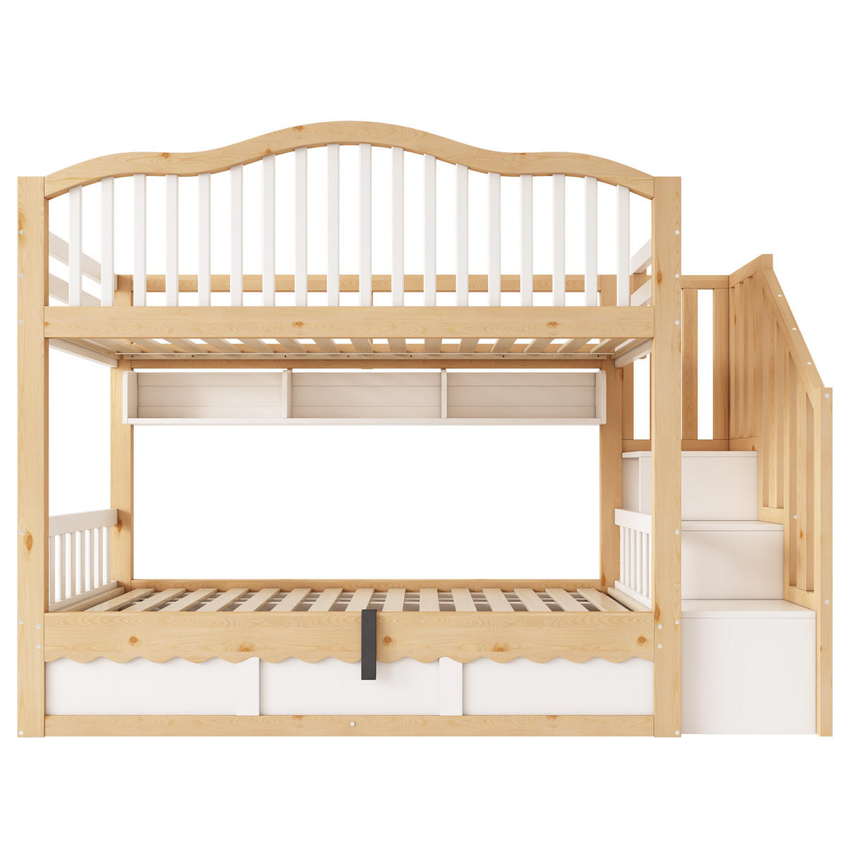 ETAGENBETT 90x200 cm Weiß Eiche mit Stauraum - Eichefarben/Weiß, Holz (90/200cm) - FLIEKS