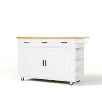 KÜCHENINSEL DE-41394 120/45-70/84 cm, klappbare Arbeitsplatte und Steckdosen Weiß - Weiß, Holzwerkstoff (120/84/70cm) - ComfortXL