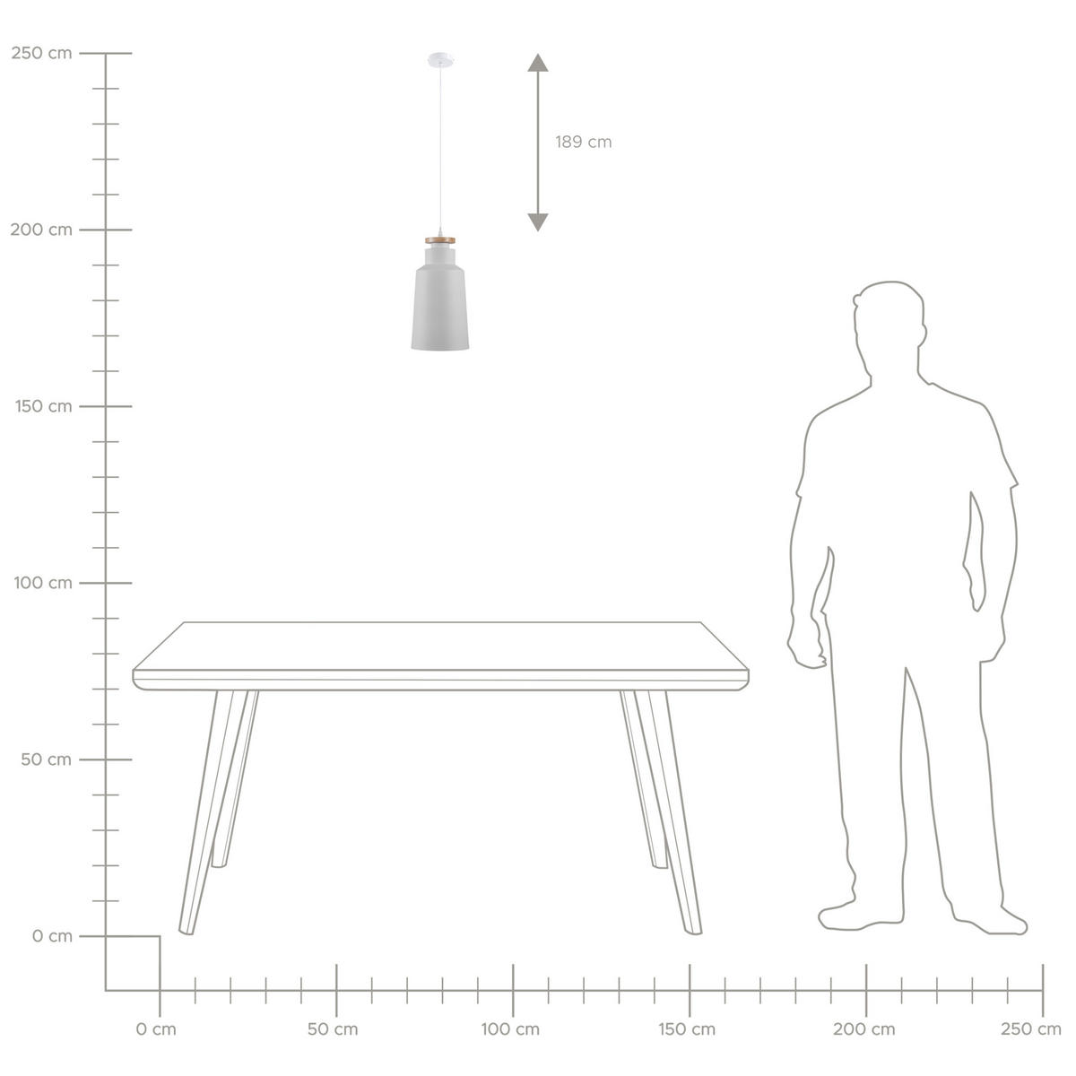 HÄNGELEUCHTE Neva 19/19/189 cm - Weiß, Metall (19/19/189cm) - Beliani