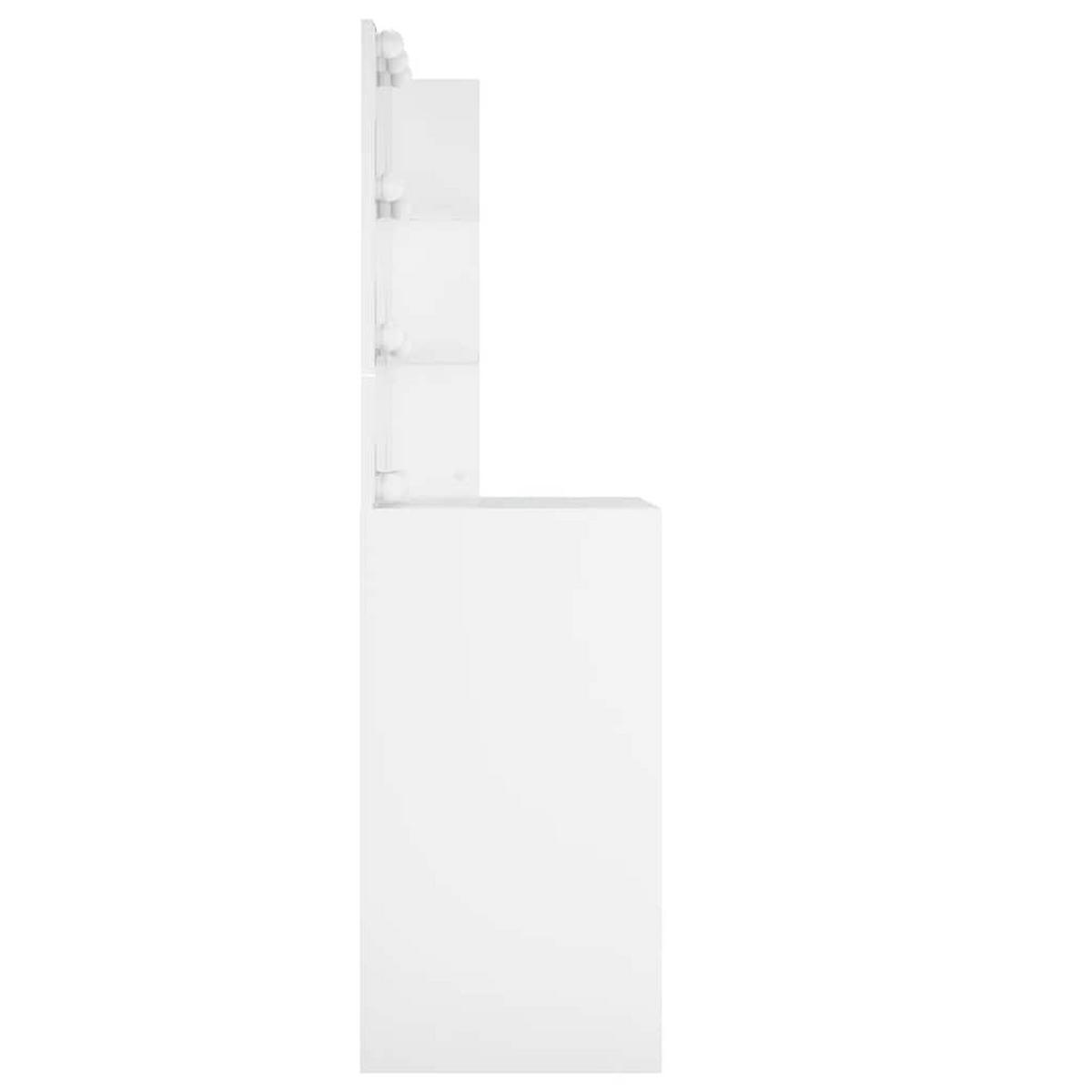 SCHMINKTISCH Mit Led Weiss 60/40/140 Cm - Weiß, Holzwerkstoff (40/140/60cm) - vidaXL