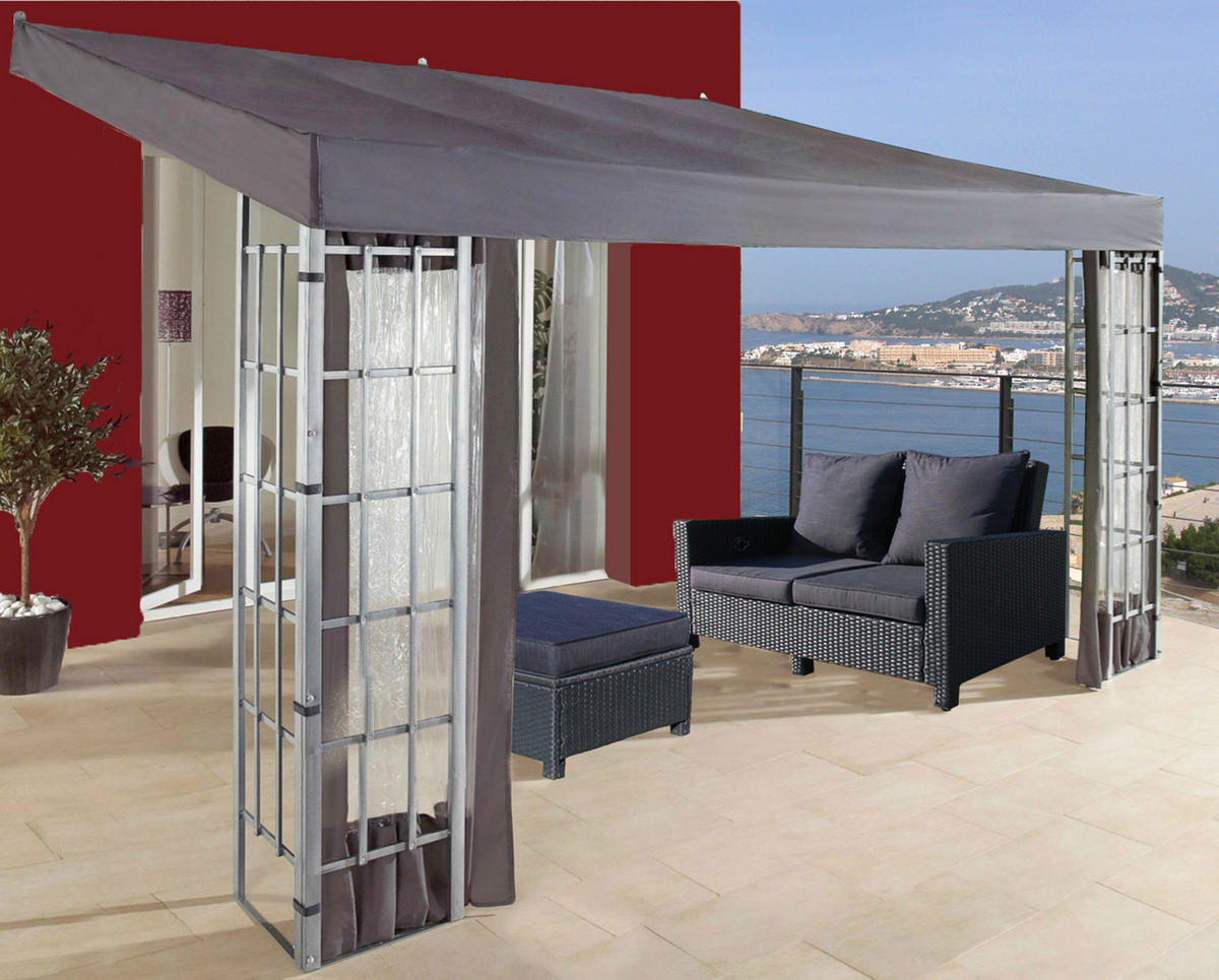 3 Seitenteile Anbaupergola Alu Optik 3x4m Anthrazit - Grau, Textil (400/300cm) - QUICK STAR