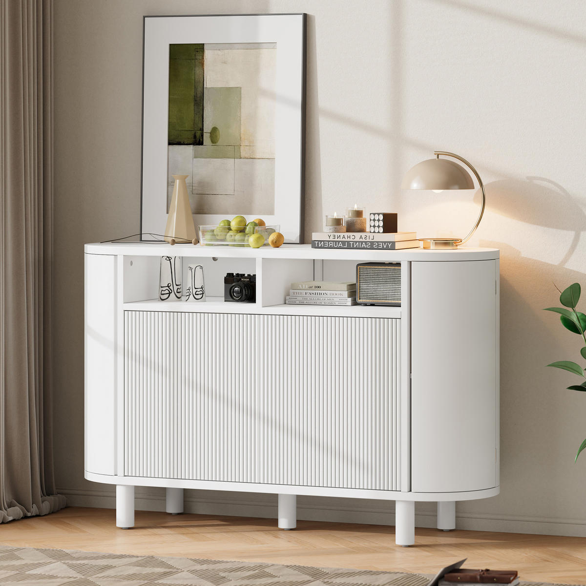 SIDEBOARD 120/38/77 cm Weiß aus MDF mit verstellbaren Böden - Weiß, Holzwerkstoff (120/77/38cm) - OKWISH