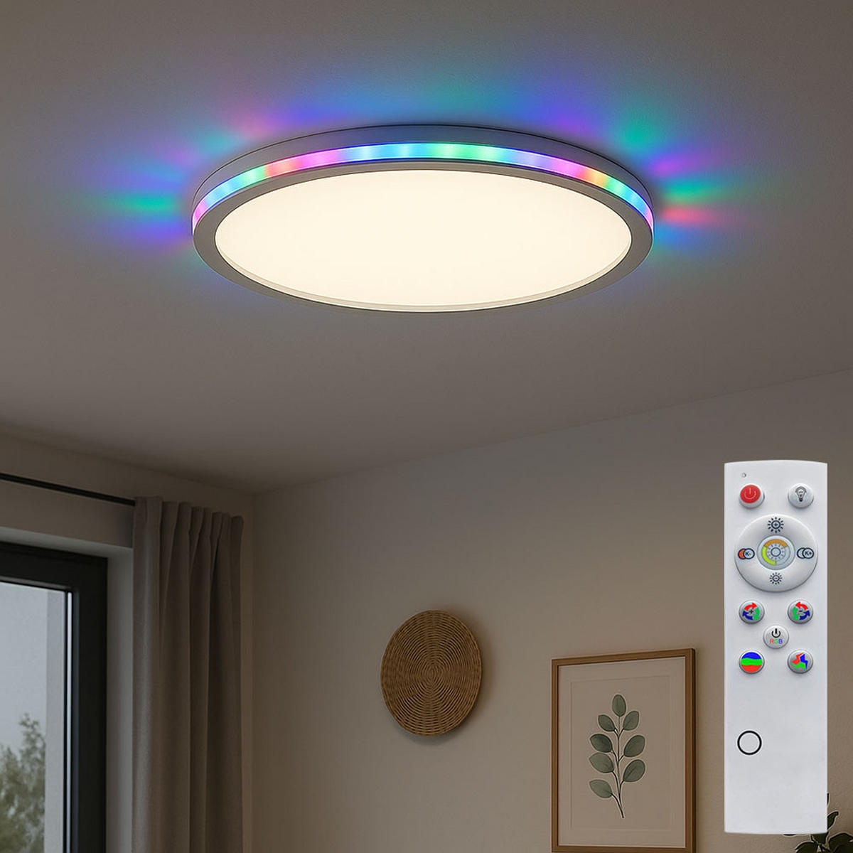 LED DECKENLEUCHTE Weiß Kunststoff - Weiß, Kunststoff (45/45/6cm)