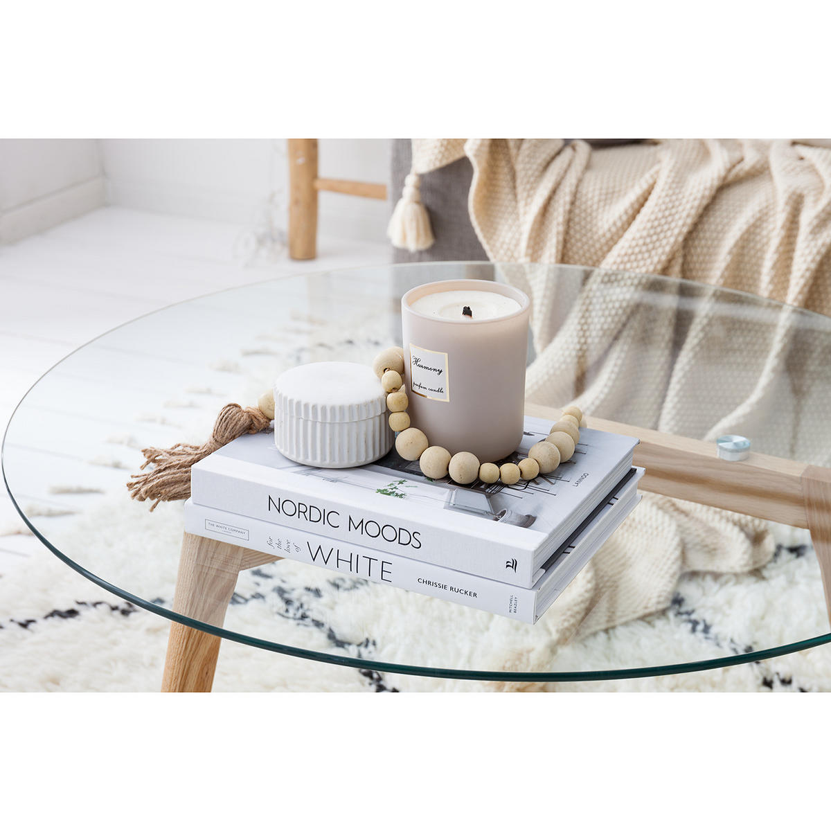 COUCHTISCH - Glas / Eiche massiv - Eichefarben, Glas (90/90/45cm) - home24