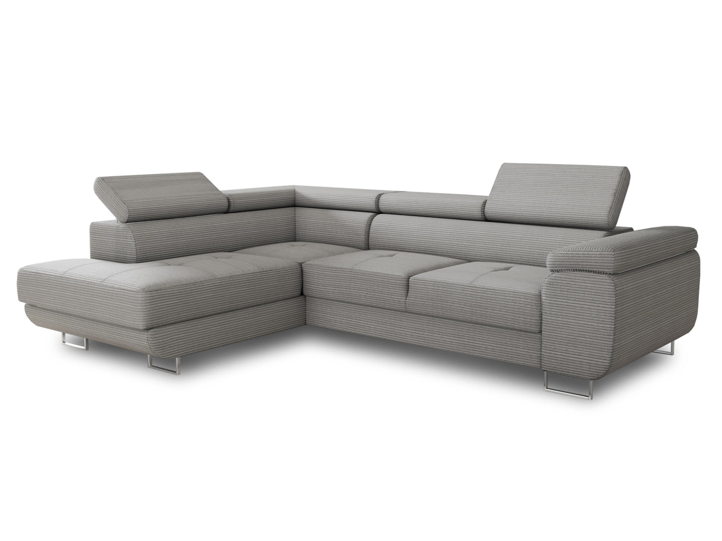 ECKSOFA Caris Cord, Seite: Links - Grau, Holz/Textil (273/203cm) - Sofnet