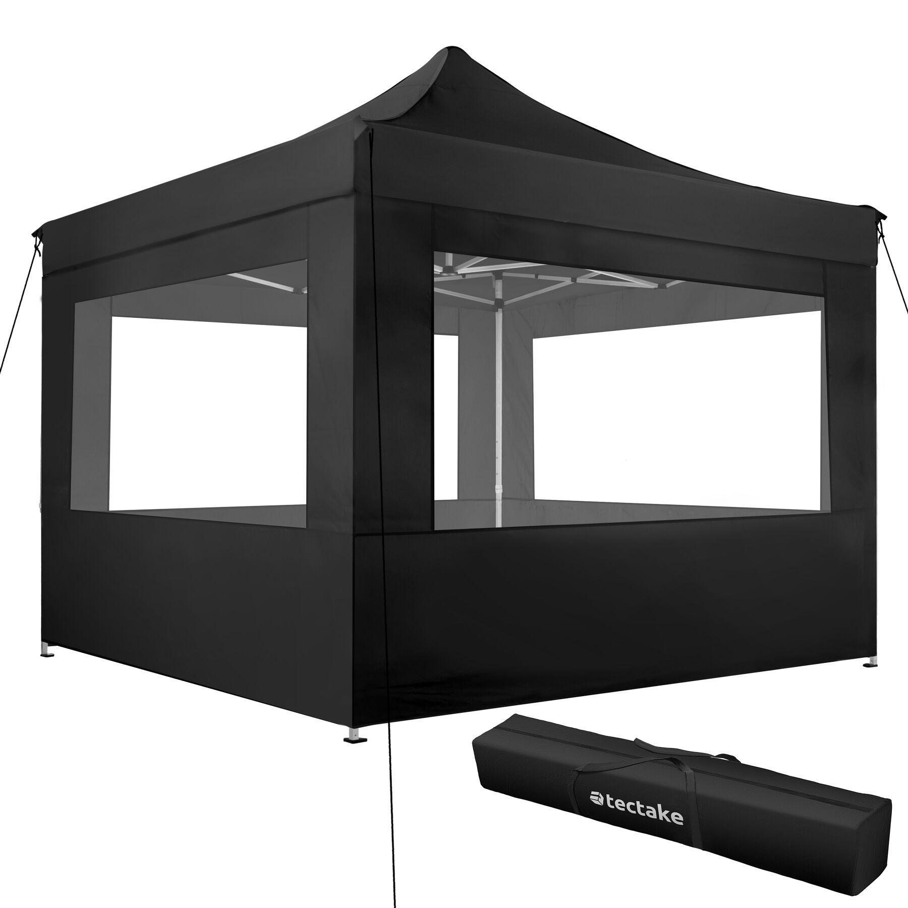 PAVILLON Olivia,inklusive Spannseilen, Heringen und Tragetasche,schwarz - Schwarz, Kunststoff (300/280/300cm) - tectake