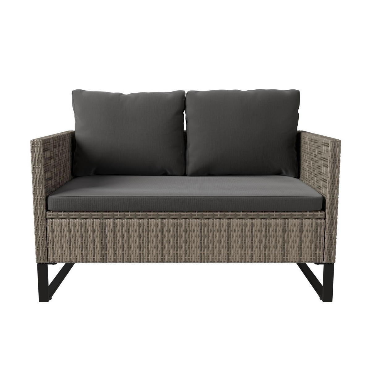 LOUNGEGARNITUR Santorini grau inkl. Abdeckung - Grau, Kunststoff/Metall - Juskys