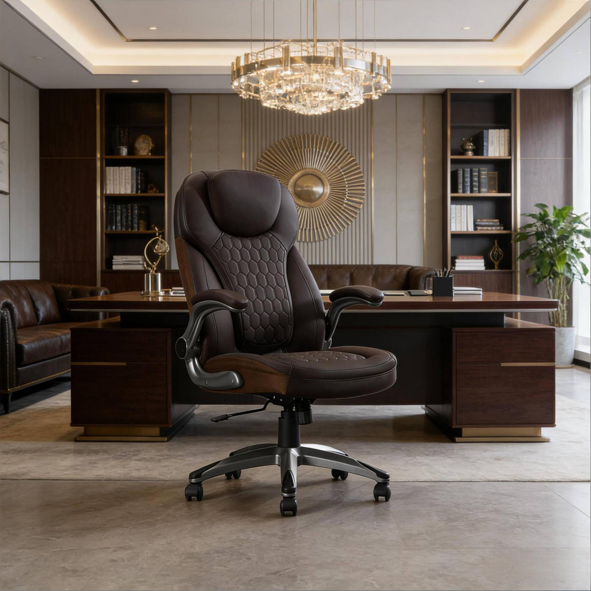 BÜROSTUHL höhenverstellbar mit Schaukelfunktion Braun - Braun, Metall (67.5/120/73cm) - Meubliv