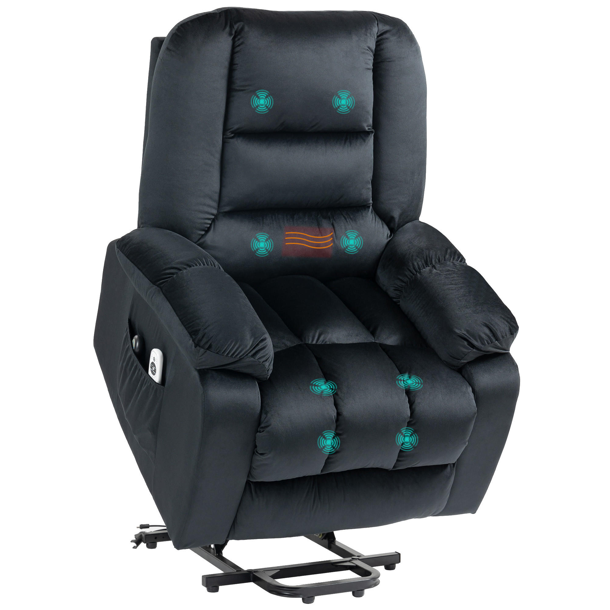 MASSAGESESSEL DE-15410 8 Massagepunkte mit Heizung, elektrisch neigbar Schwarz - Schwarz, Metall (94/107/85cm) - ComfortXL