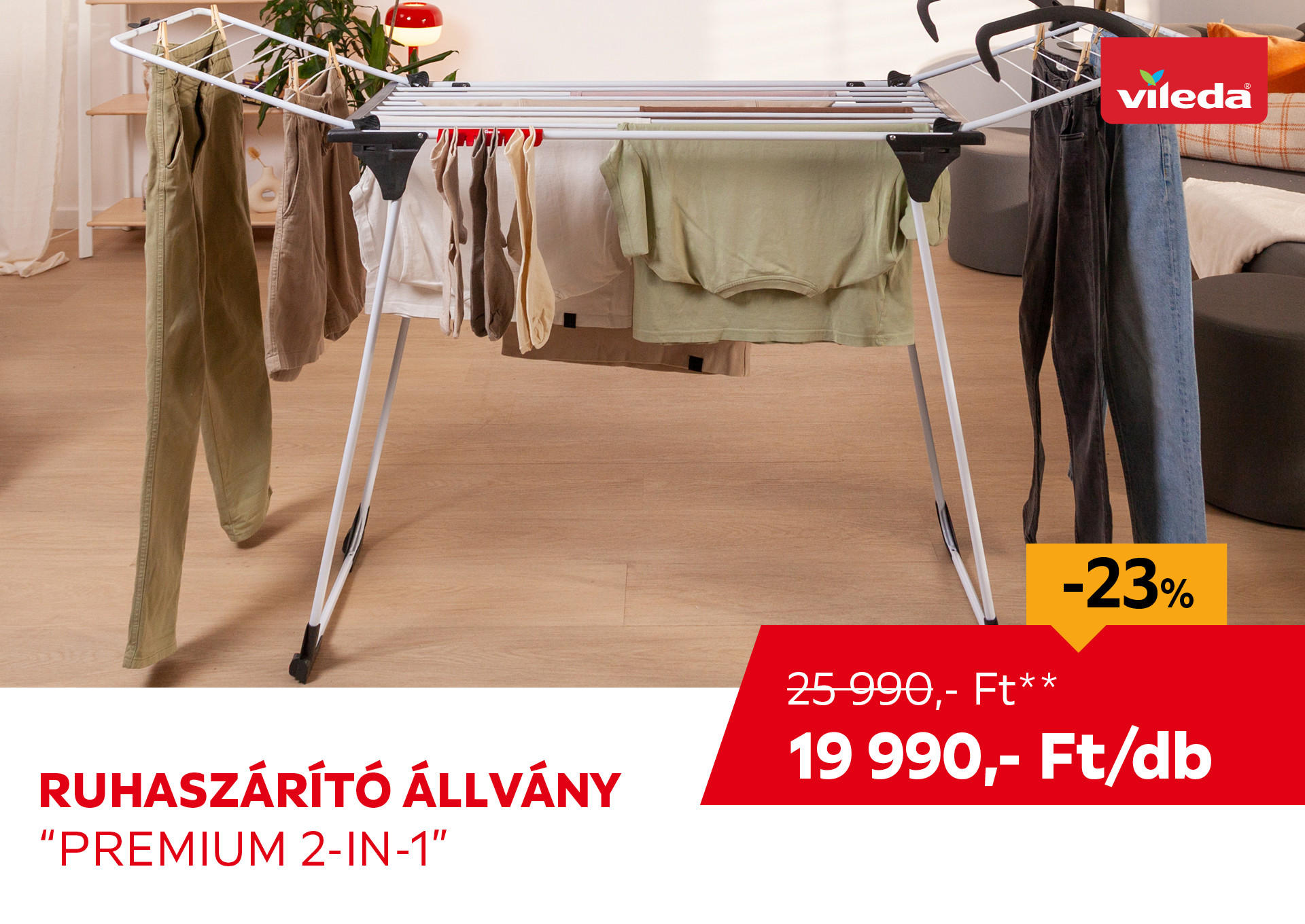Ruhaszárító állvány "Premium 2-in-1" Kiemelt termék 25990 Ft.- helyett 19990 Ft.-