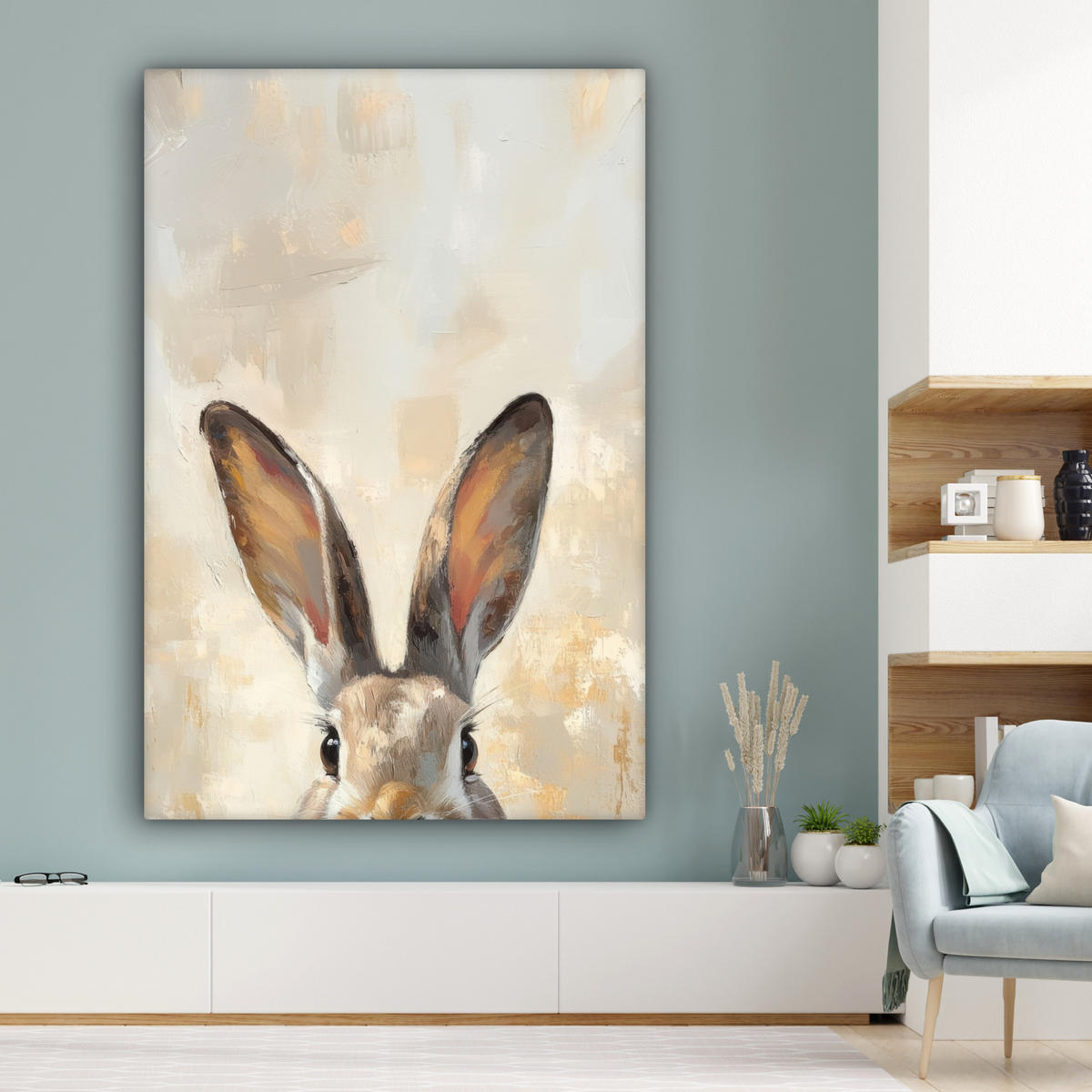 SLIKA NA PLATNU Zajčja ušesa 90x140 cm - bež, tekstil (90/140cm) - MuchoWow