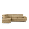 SCHLAFECKSOFA RATLO links 4/5-Sitzer mit Bettkasten in Lederoptik, ecrue - Ecru/Silberfarben, Textil (270/190cm) - KONSIMO®