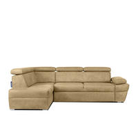 SCHLAFECKSOFA RATLO links 4/5-Sitzer mit Bettkasten in Lederoptik, ecrue - Ecru/Silberfarben, Textil (270/190cm) - KONSIMO®