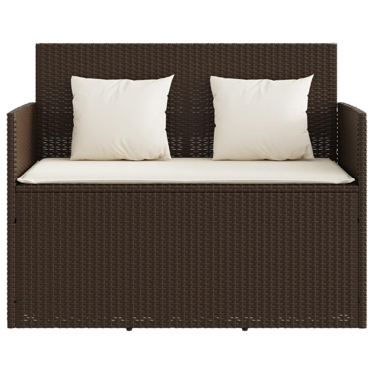 GARTENBANK mit Kissen Braun Poly Rattan - Braun, Kunststoff (120/90.5/50cm) - furnicato