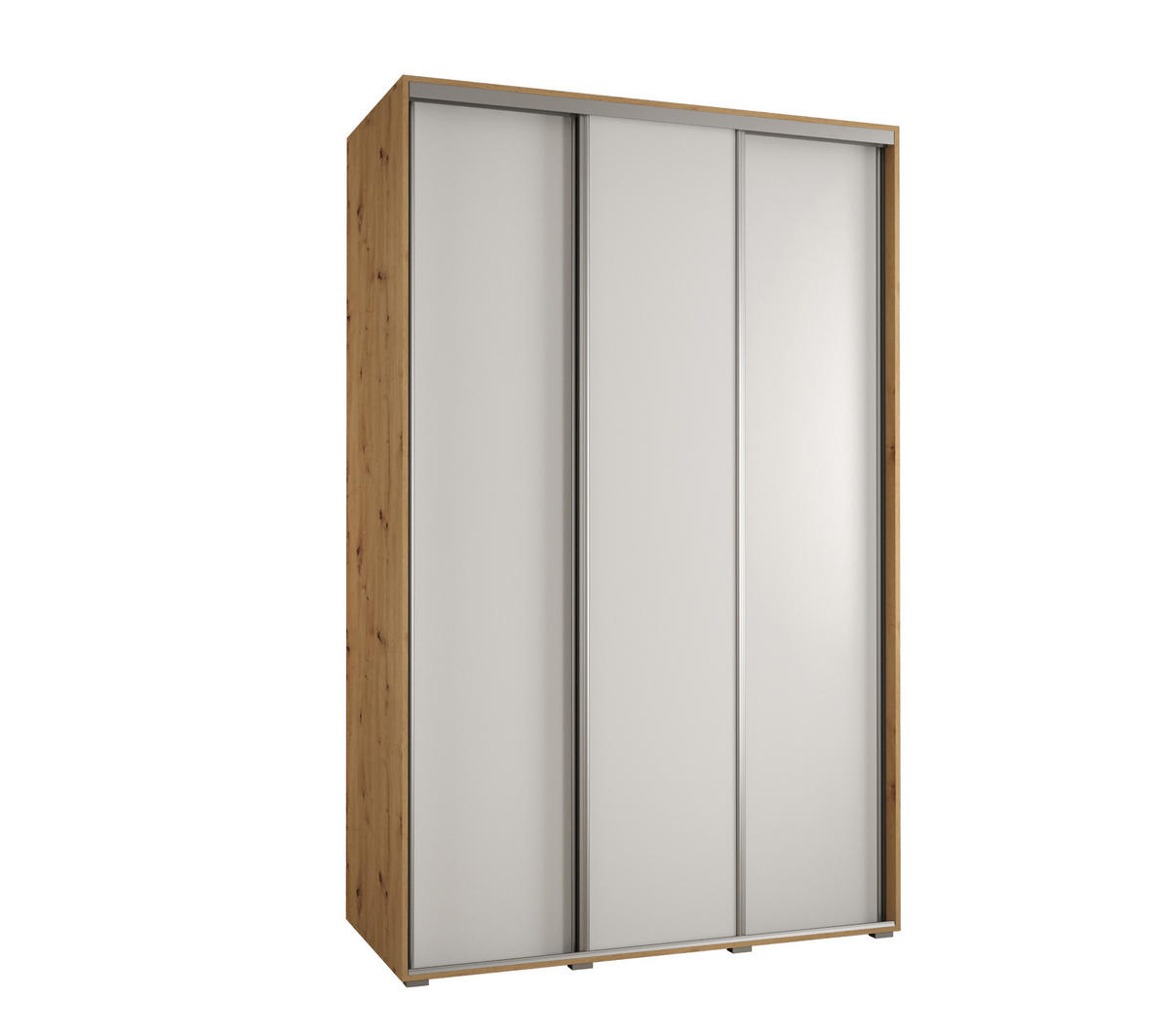 SCHWEBETÜRENSCHRANK 235,2/160/45 3-türig - Silberfarben/Weiß, Holz/Metall (160/235/45cm) - Abiks Möbel